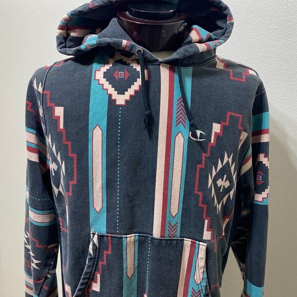Champion Reverse Weave Aztec Hoodie Size Medium - Picture 2 of 11